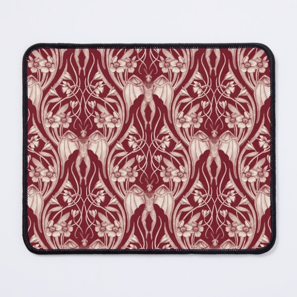 Item preview, Art Nouveau Mothman Damask in Dark Red designed and sold by somecallmebeth.