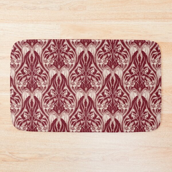 Item preview, Art Nouveau Mothman Damask in Dark Red designed and sold by somecallmebeth.