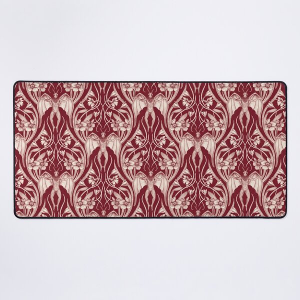 Item preview, Art Nouveau Mothman Damask in Dark Red designed and sold by somecallmebeth.