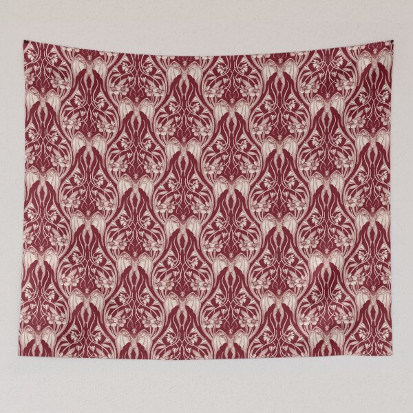 Item preview, Art Nouveau Mothman Damask in Dark Red designed and sold by somecallmebeth.