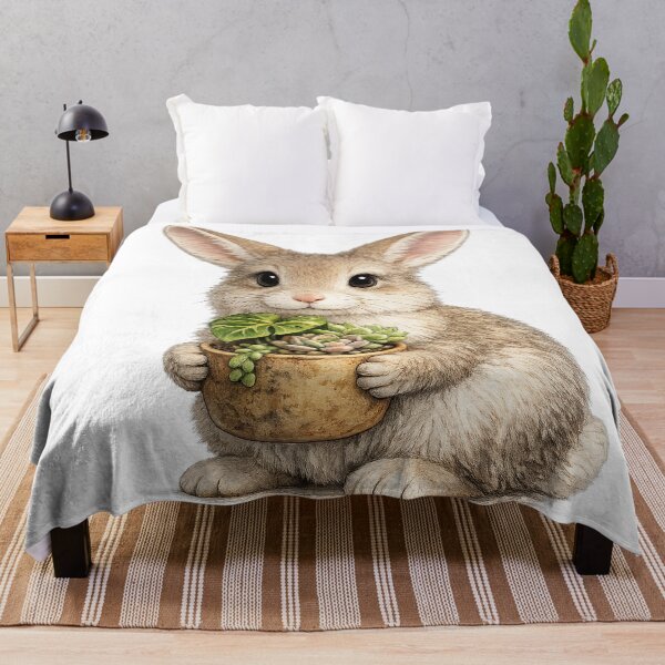Item preview, Bunny Holding Succulents designed and sold by thehaywirehoney.