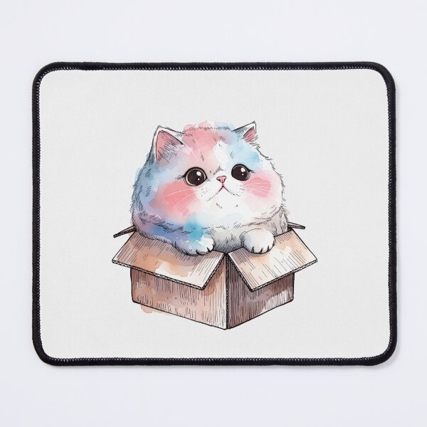 Item preview, Adorable Chubby Kitten in Cardboard Box Watercolor Pastel Art designed and sold by PixelQ.
