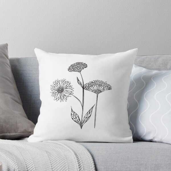 Item preview, Wildflowers Line Drawing Symmetric Minimalist aesthetic Natural Design designed and sold by SWSandraWechner.