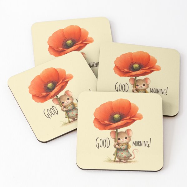 Item preview, Baby mouse with a Poppy flower. Good morning. designed and sold by Natart1004.