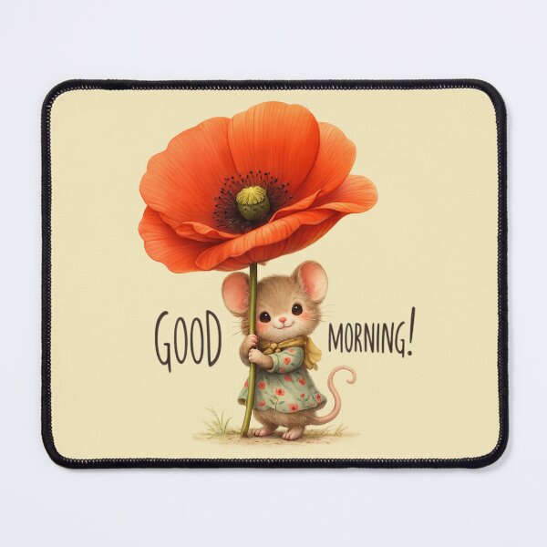 Item preview, Baby mouse with a Poppy flower. Good morning. designed and sold by Natart1004.