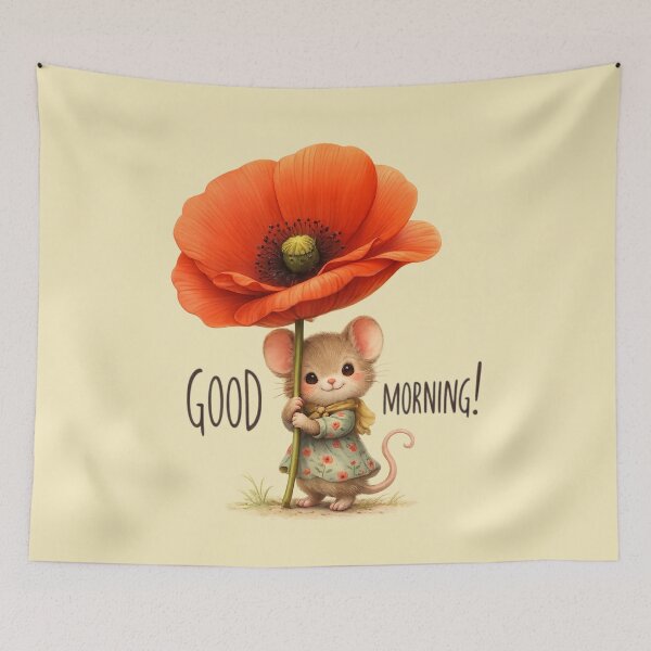 Item preview, Baby mouse with a Poppy flower. Good morning. designed and sold by Natart1004.