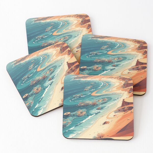 Item preview, Ningaloo Coast – Modern Abstract Landscape Australia Travel Poster designed and sold by Earth Celebration Designs.