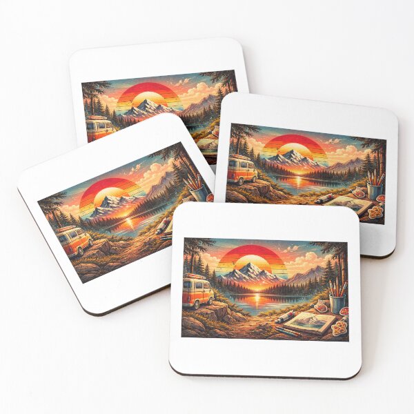 Item preview, Retro Sunset Mountain Landscape Vintage 80s Style Graphic T-Shirt Nature Adventure Design designed and sold by GallantHenry.