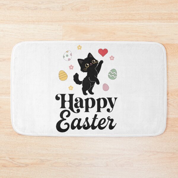 Item preview, Cute Black Cat Happy Easter – Kawaii Easter Cat with Eggs designed and sold by VivoStudio.