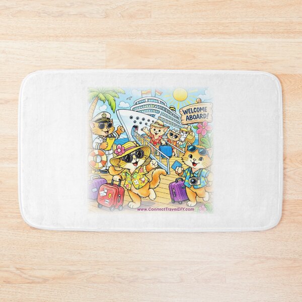 Item preview, Cool Cats Cruise Craze Welcome Aboard Tropical Cat Cruise Art Print for Cat Lovers and Cruise Fans designed and sold by TerScott.