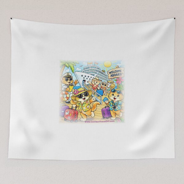 Item preview, Cool Cats Cruise Craze Welcome Aboard Tropical Cat Cruise Art Print for Cat Lovers and Cruise Fans designed and sold by TerScott.