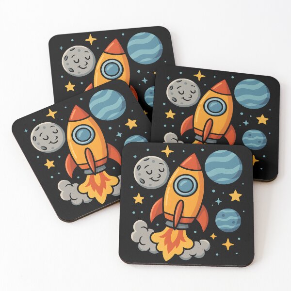 Item preview, Cute Cartoon Rocket Launching Through Colourful Space Adventure. designed and sold by The-T-In-Retro.