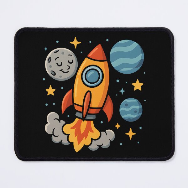 Item preview, Cute Cartoon Rocket Launching Through Colourful Space Adventure. designed and sold by The-T-In-Retro.
