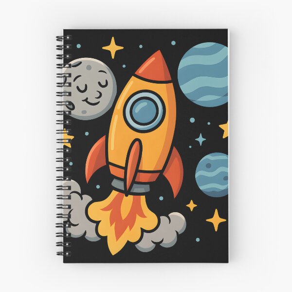 Item preview, Cute Cartoon Rocket Launching Through Colourful Space Adventure. designed and sold by The-T-In-Retro.