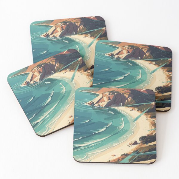 Item preview, Wineglass Bay Tasmania – Modern Abstract Landscape Australia Poster designed and sold by Earth Celebration Designs.