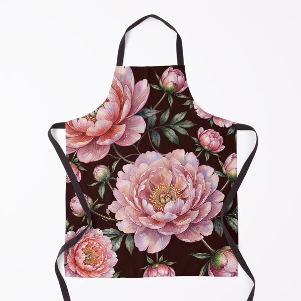 Item preview, Pink Peonies Dark Botanical Floral Pattern Art designed and sold by LinaValearte.