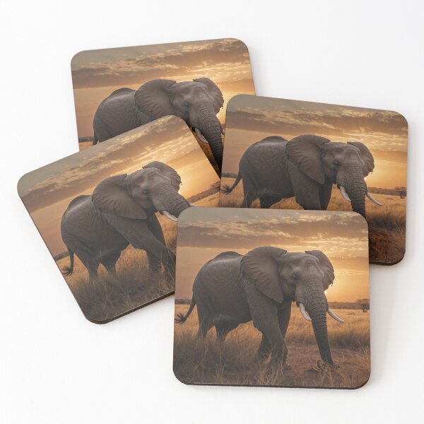 Item preview, Lone Elephant Beneath a Golden Sunset designed and sold by adill72.