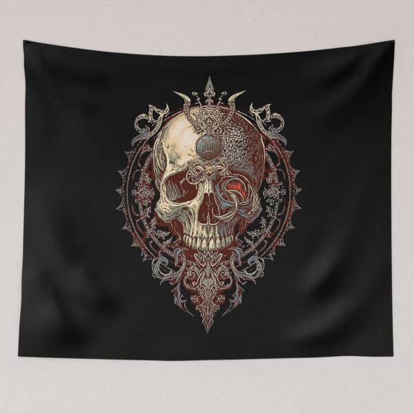 Item preview, Gemini Skull Zodiac Design – Gothic Gemini Twins Skull, Dark Astrology Aesthetic designed and sold by SKULLARTISTRY.