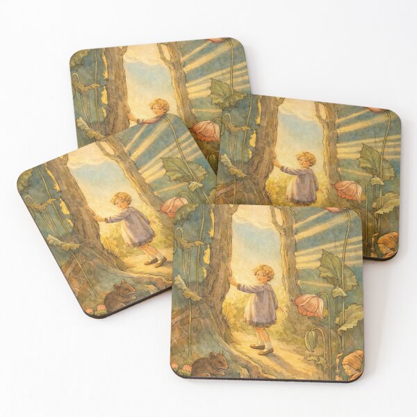 Item preview, Vintage Fairy Tale Art Nouveau Child in Enchanted Forest Illustration for Nursery Decor designed and sold by RickE.