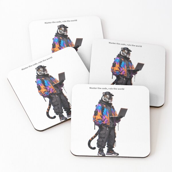 Item preview, Cyberpunk Tiger Hacker - Master the Code, Rule the World designed and sold by cAyberFoxStudio.
