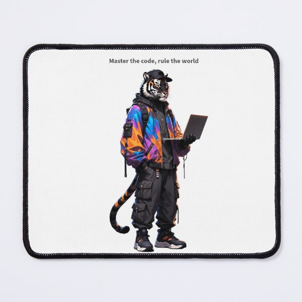 Item preview, Cyberpunk Tiger Hacker - Master the Code, Rule the World designed and sold by cAyberFoxStudio.
