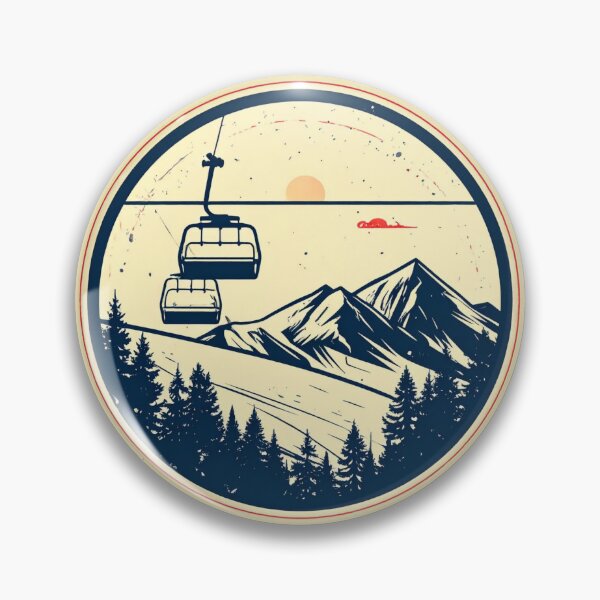 Item preview, Vintage Chairlift Ski Resort Badge Retro Alpine Print  designed and sold by Savoie & Co.