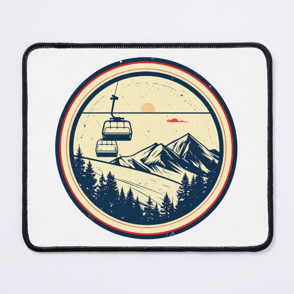 Item preview, Vintage Chairlift Ski Resort Badge Retro Alpine Print designed and sold by Savoie & Co.