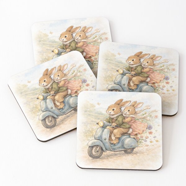 Item preview, Lovestruck bunnies on a vintage scooter designed and sold by Dennis' Creative Corner.