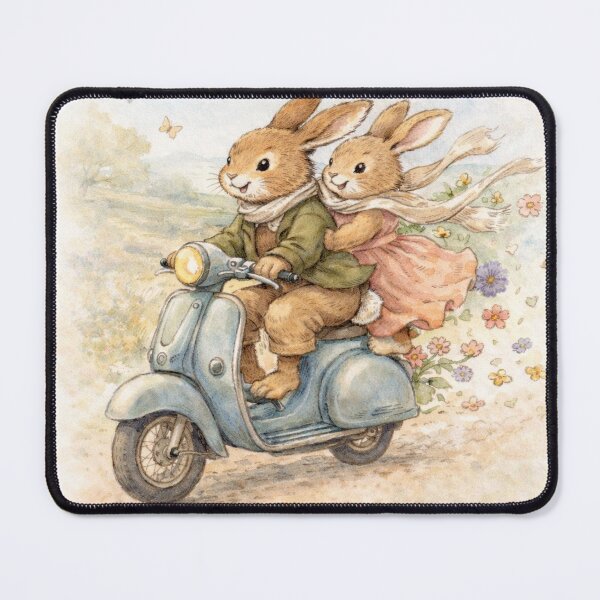 Item preview, Lovestruck bunnies on a vintage scooter designed and sold by Dennis' Creative Corner.