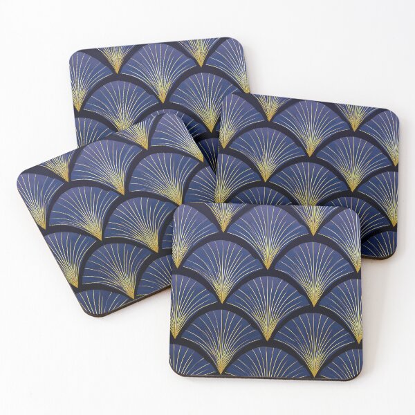 Item preview, Art Deco Royal Blue And Golden Fan Pattern  designed and sold by DEC02.