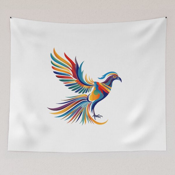 Item preview, Rainbow Phoenix Flight - Vibrant Fantasy Rebirth Art Print designed and sold by DesignArtist.ia.