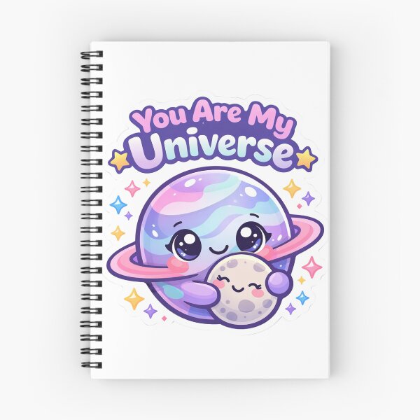 Aperçu de l'œuvre Kawaii Planet and Moon Hug - Tu es mon univers - Esthétique spatiale créée et vendue par inaveed.