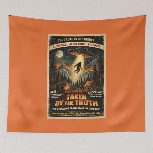 Item preview, Taken by the Truth Vintage UFO Bigfoot Movie Poster, Retro Sasquatch Alien Abduction Camping Shirt designed and sold by GhostDawgs.