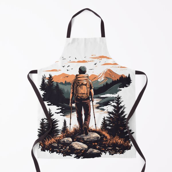 Item preview, Hiker at Sunset Mountains - Adventure Nature Landscape Art Print designed and sold by DesignArtist.ia.