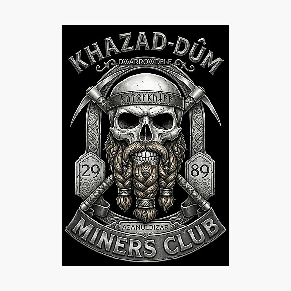 Item preview, Khazad-dûm Miners Club - Epic Fantasy Dwarf Skull Emblem designed and sold by Arcaucil.