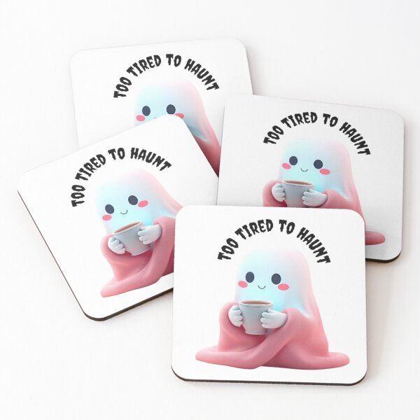 Item preview, Too Tired to Haunt - Cute Cozy Ghost Coffee Art designed and sold by RohiMade.