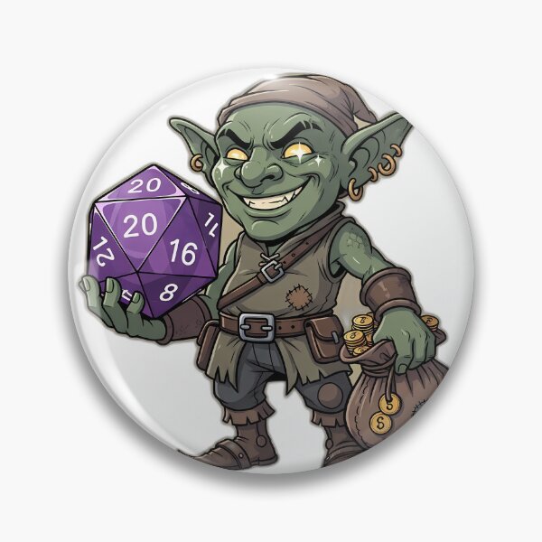 Item preview, Smug Little Dice Goblin with Lucky Purple D20 designed and sold by pumsquare.