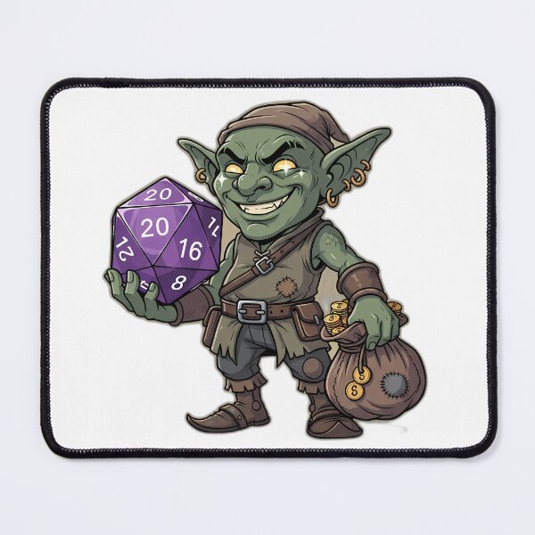 Item preview, Smug Little Dice Goblin with Lucky Purple D20 designed and sold by pumsquare.
