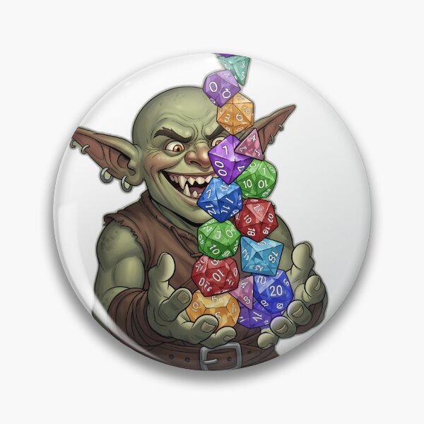 Item preview, Cheerful Goblin Holding Stack of Polyhedral Dice designed and sold by pumsquare.