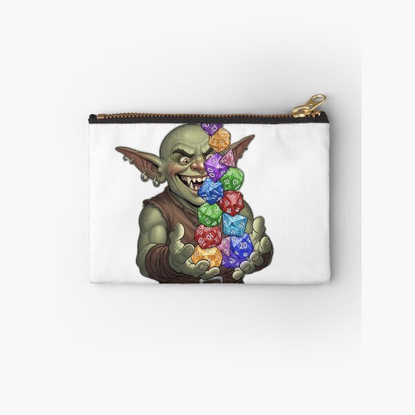 Item preview, Cheerful Goblin Holding Stack of Polyhedral Dice designed and sold by pumsquare.