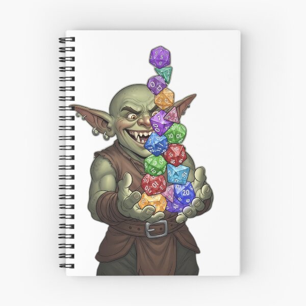 Item preview, Cheerful Goblin Holding Stack of Polyhedral Dice designed and sold by pumsquare.