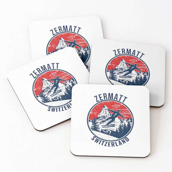 Item preview, Zermatt Switzerland Matterhorn Retro Skier Badge Print designed and sold by Savoie & Co.