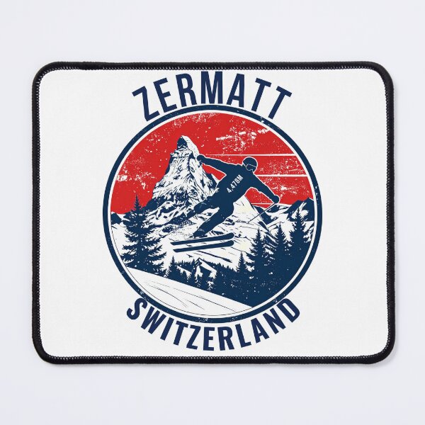 Item preview, Zermatt Switzerland Matterhorn Retro Skier Badge Print designed and sold by Savoie & Co.