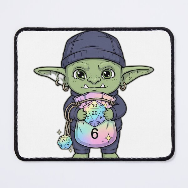 Item preview, Adorable Baby Dice Goblin with Pastel Dice Pouch designed and sold by pumsquare.