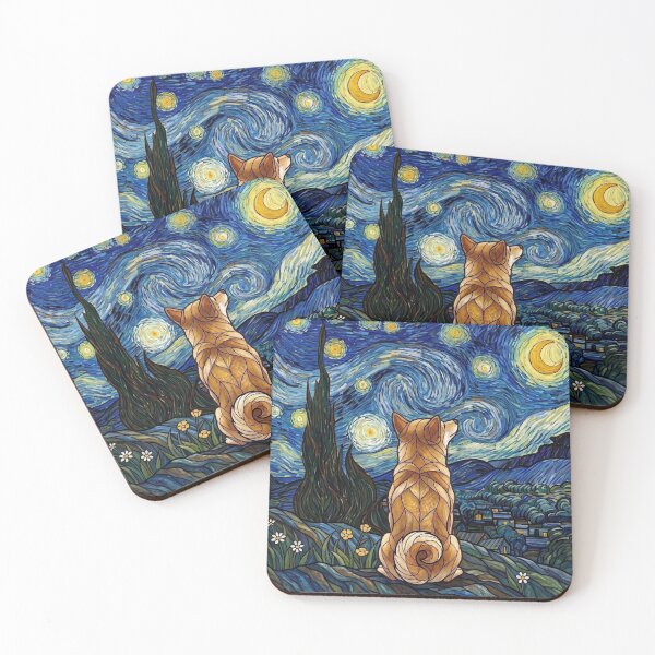 Item preview, Shiba Inu Under the Starry Sky | Dreamy Night Art Illustration designed and sold by ShibaSmileClub.