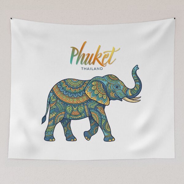 Item preview, Phuket Thailand Elephant Mandala – Colorful Tropical Travel Design designed and sold by ArcticFoxStudio.