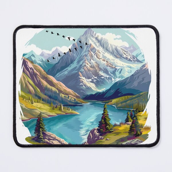 Item preview, Mountain Lake Vignette Sunrise - Serene Nature Landscape Art Print designed and sold by DesignArtist.ia.
