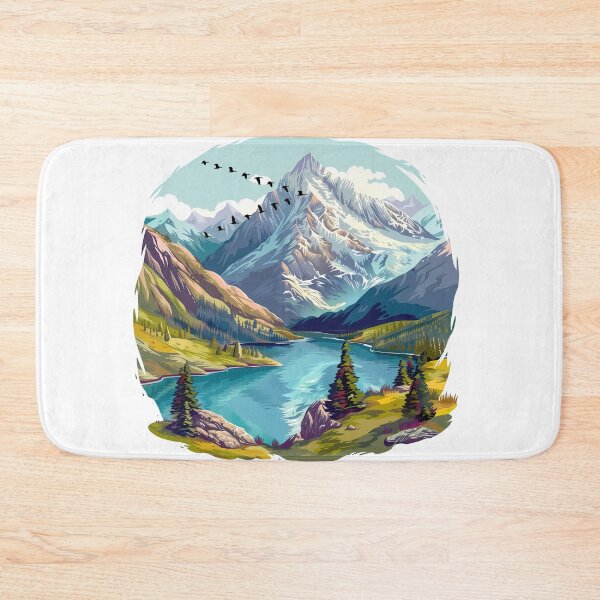 Item preview, Mountain Lake Vignette Sunrise - Serene Nature Landscape Art Print designed and sold by DesignArtist.ia.