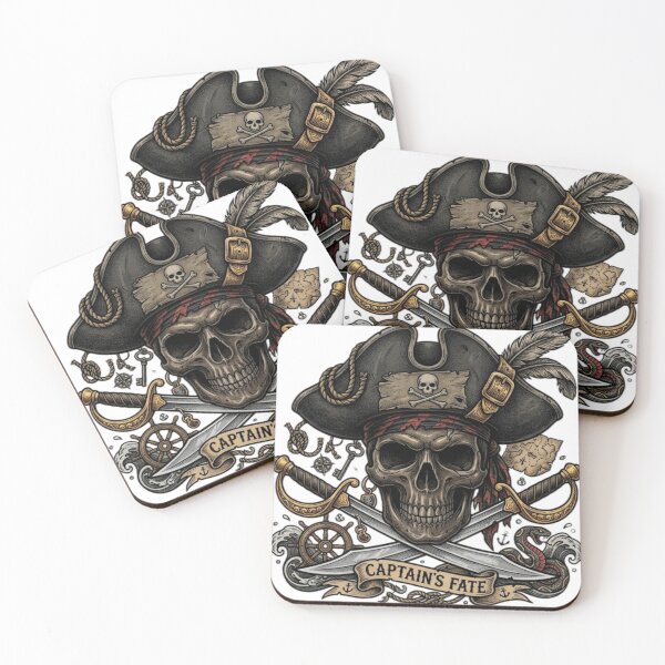 Item preview, Captain's Fate - Vintage Pirate Skull and Crossed Swords designed and sold by j0mj0ma.