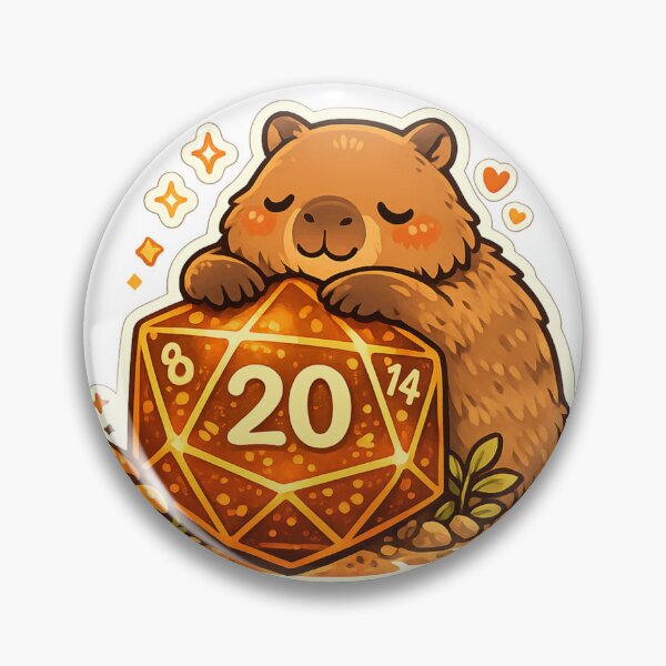Item preview, Critical Hit Capybara Rolling D20 Dice Tabletop RPG designed and sold by Retro Mood Co.